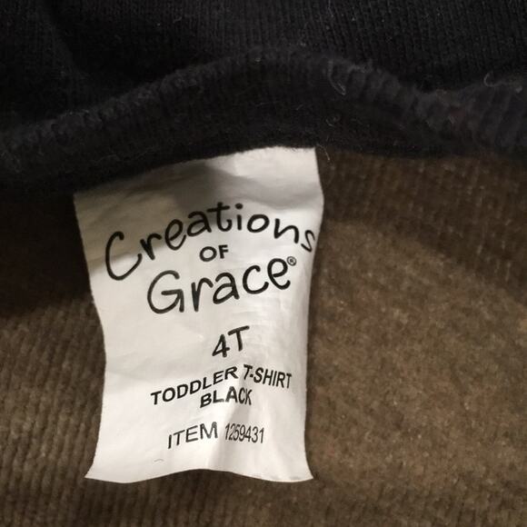 Creations of Grace Boys 4T Shirt‎ Black Short Sleeve 100% Cotton Minimalist - Picture 3 of 7